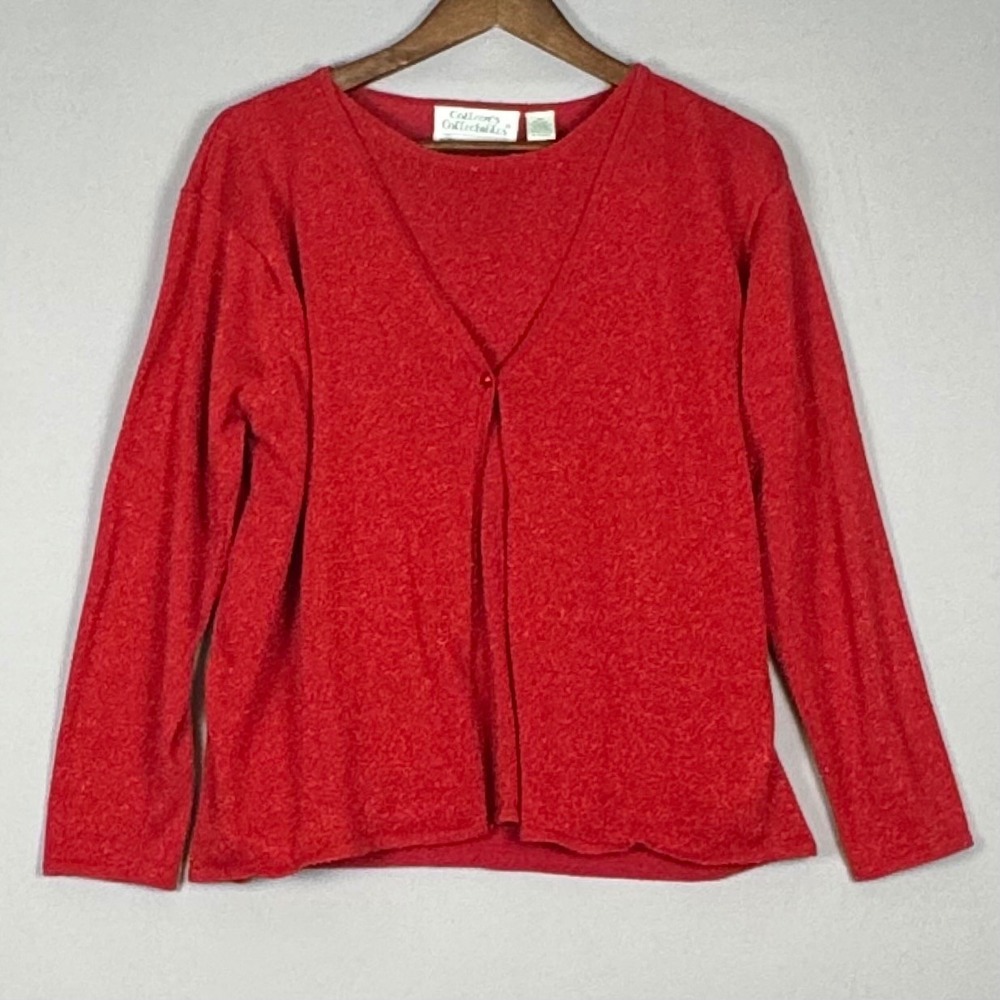 Colleen's Collectables Twin Set Women M Red Excellent Vintage Silk Metallic 80s
